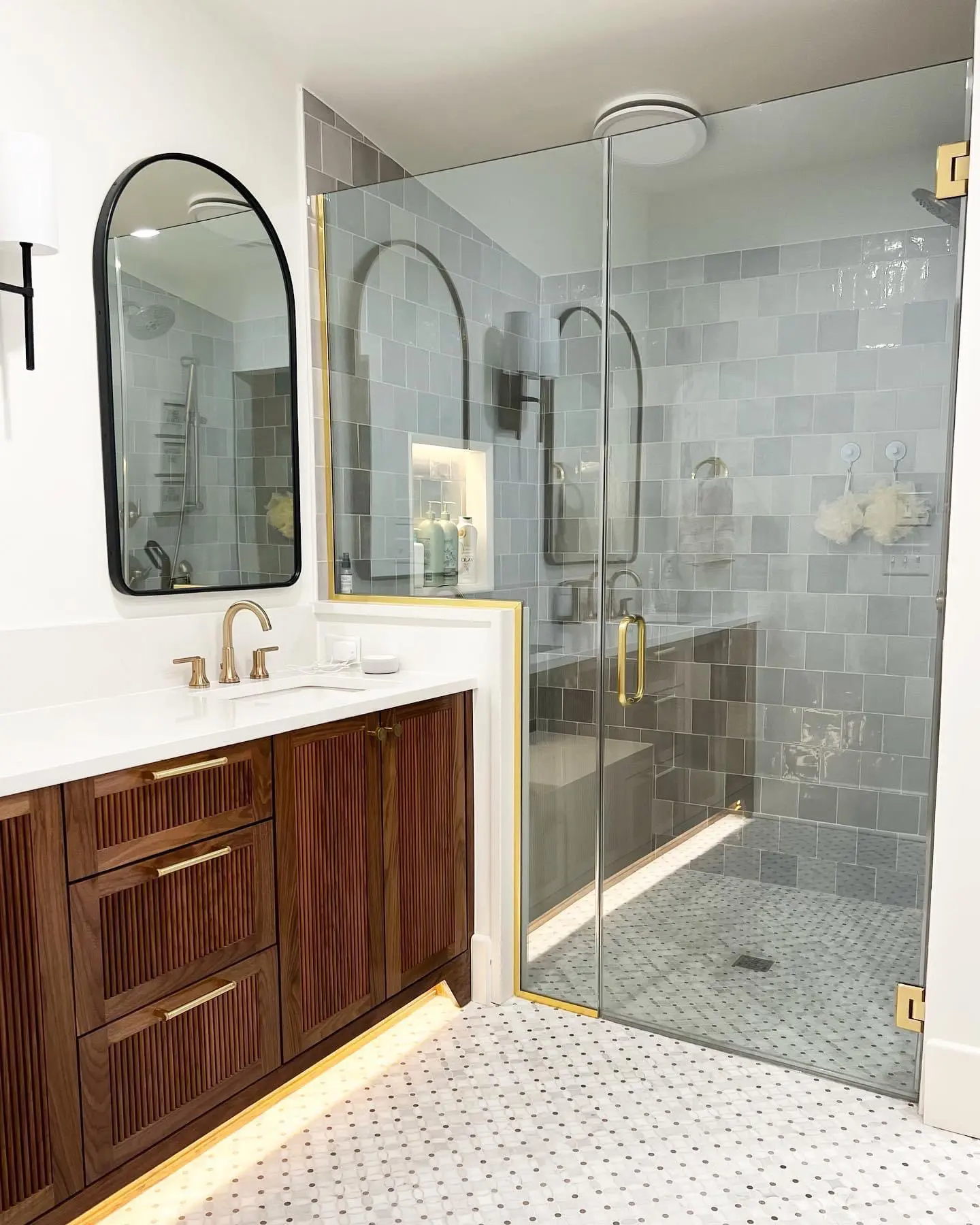 bathroom cabinets with lovely stain and beautifully painted walls