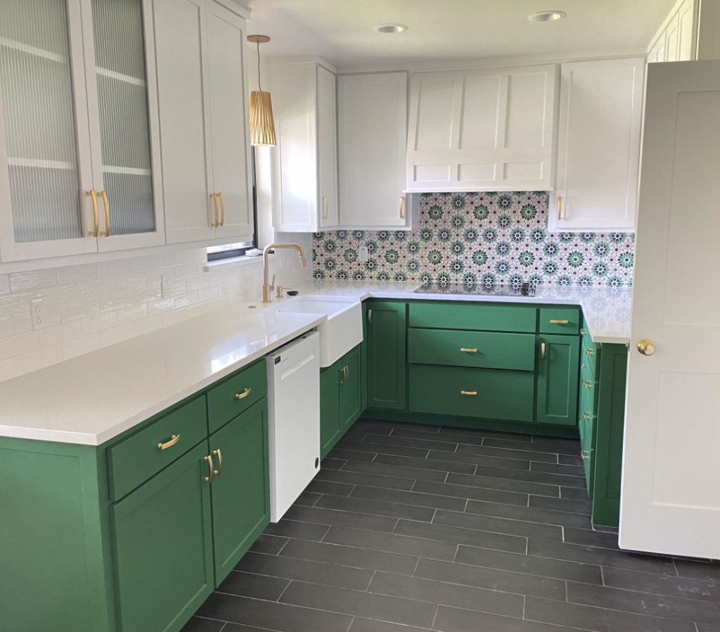 Freshly painted white kitchen cabinets in Oklahoma City