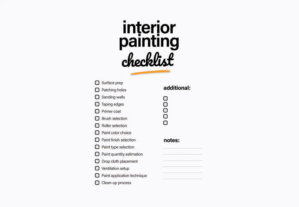 Interior painting checklist