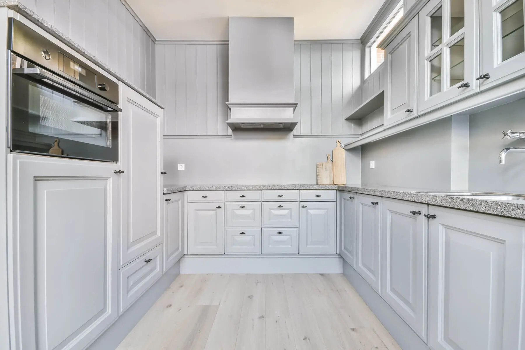 service-area-moore-ok Modern gray kitchen cabinet painting in Edmond, OK