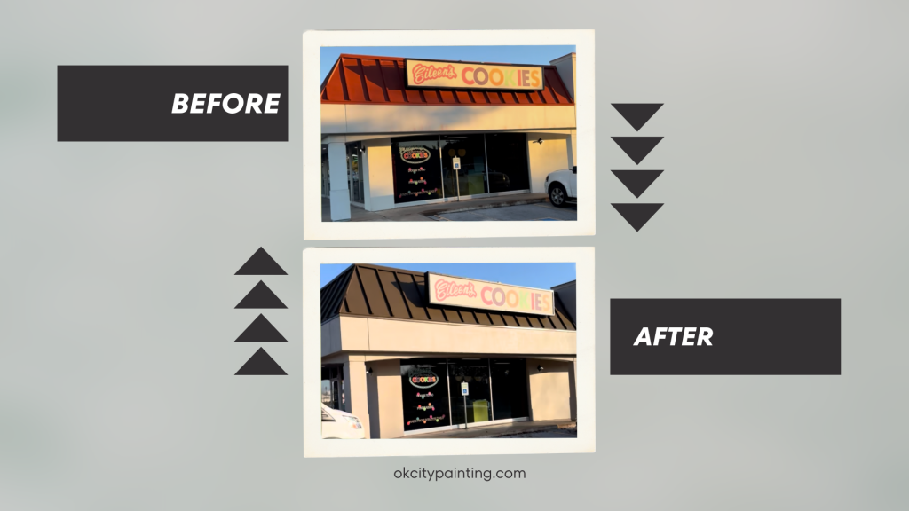 Freshly painted commercial building exterior in Oklahoma City by OKCity Painting