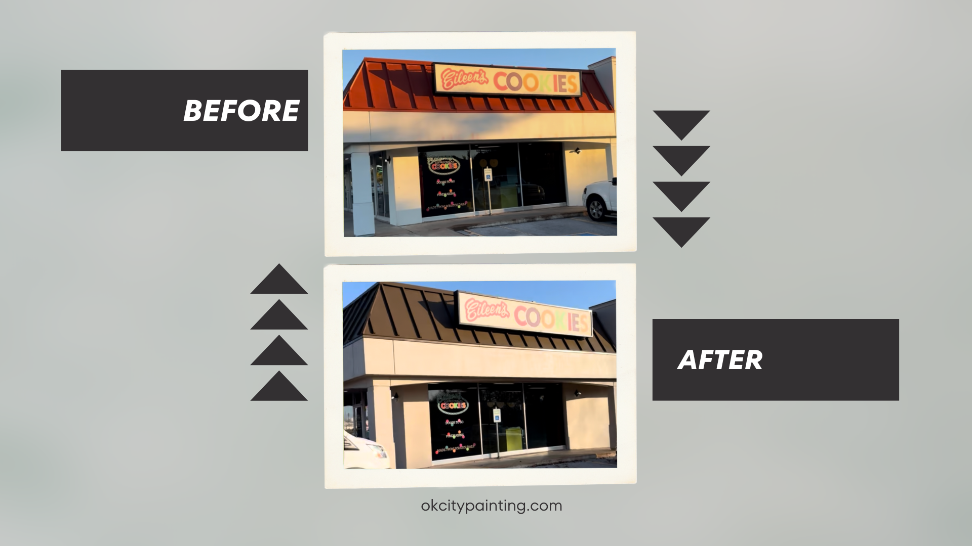 Freshly painted commercial building exterior in Oklahoma City by OKCity Painting