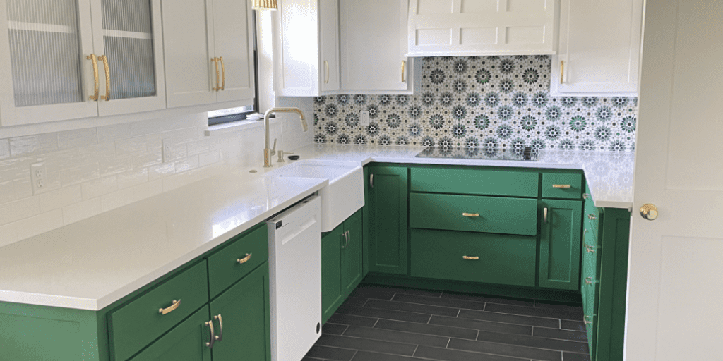 Freshly painted white kitchen cabinets in Oklahoma City