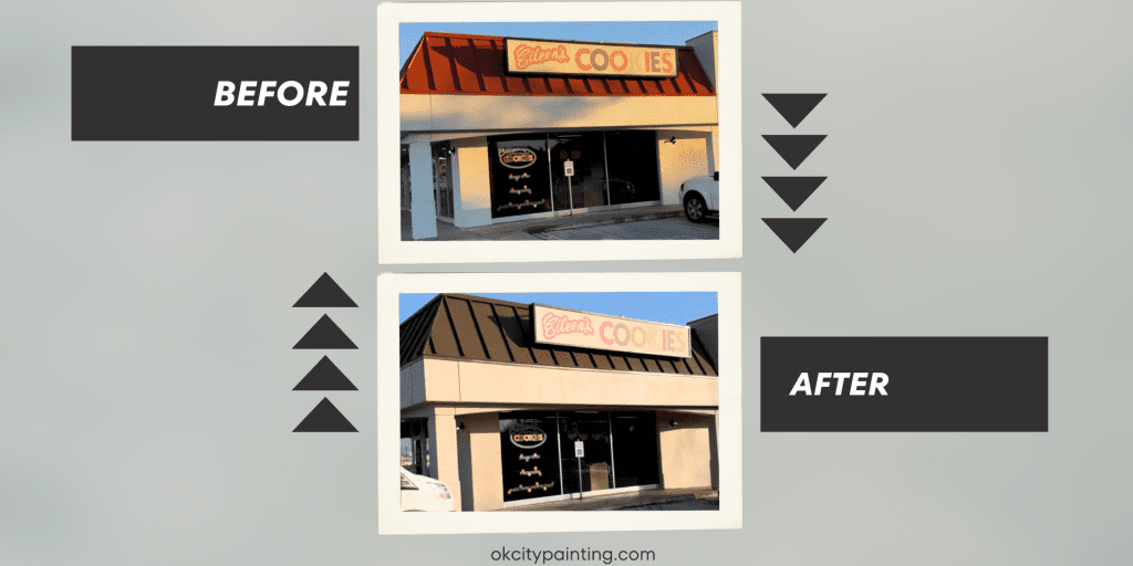 Freshly painted commercial building exterior in Oklahoma City by OKCity Painting